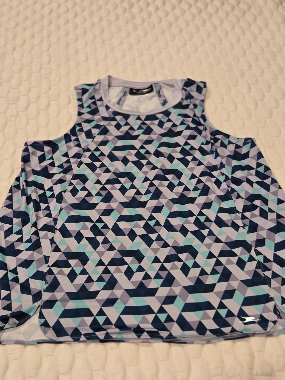Crane Women's Tank Top Athletic Geometric Purple Navy Turquoise Size Large